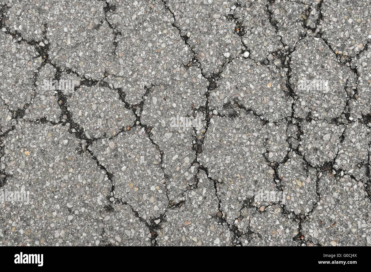 cracked road surface Stock Photo