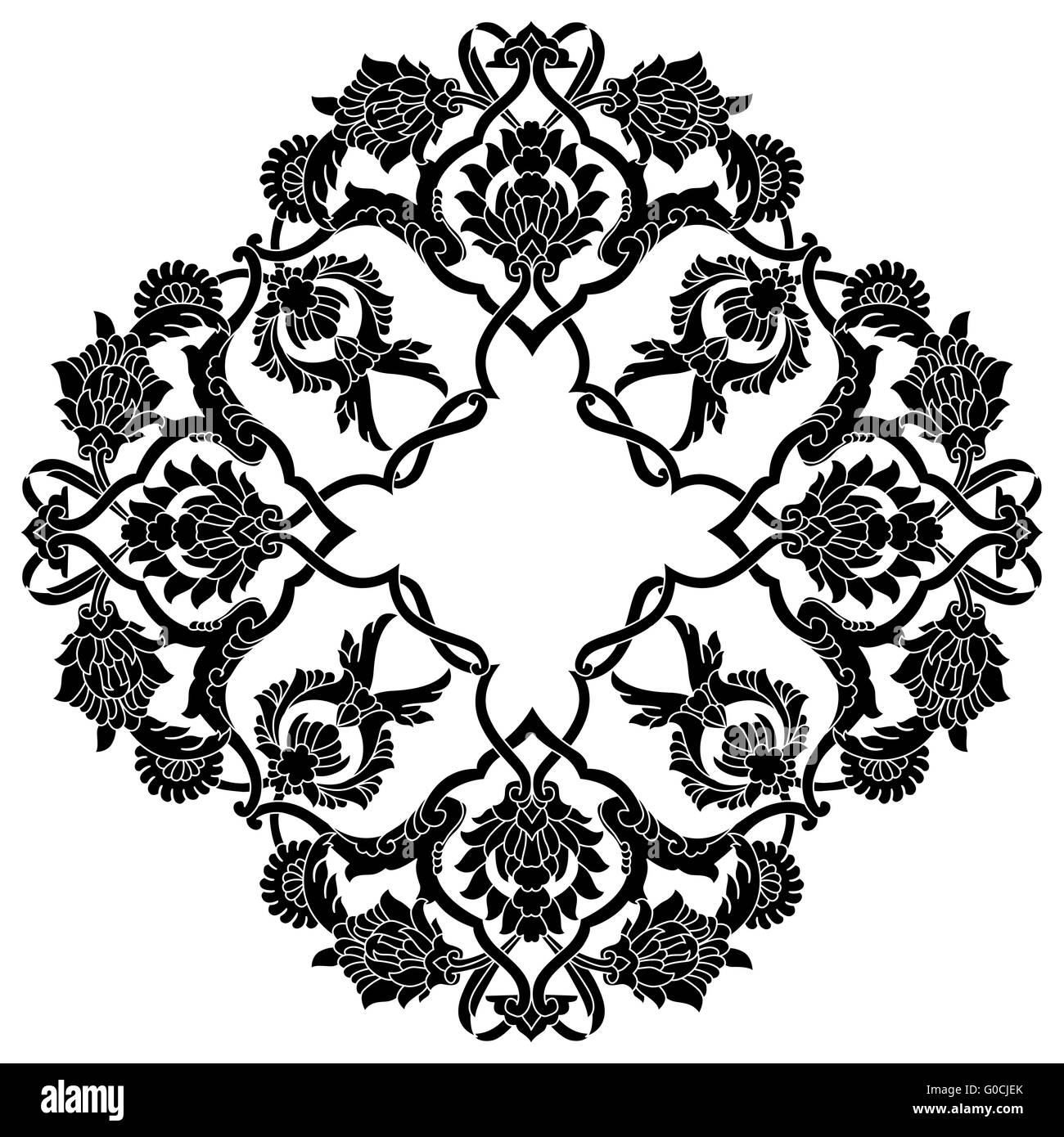 black artistic ottoman pattern series fifty three version Stock Photo