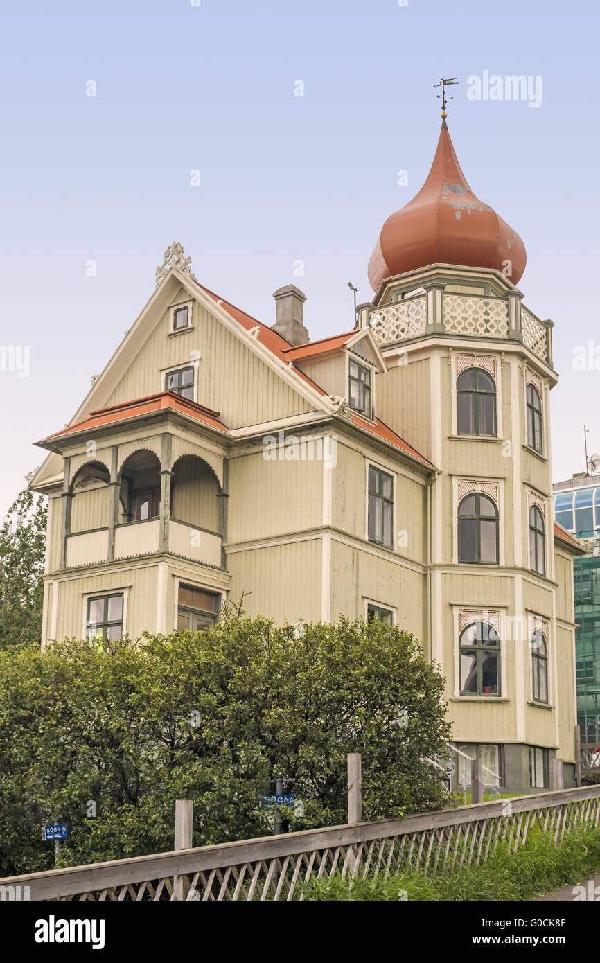 House With Onion Dome Reykjavik Iceland Stock Photo