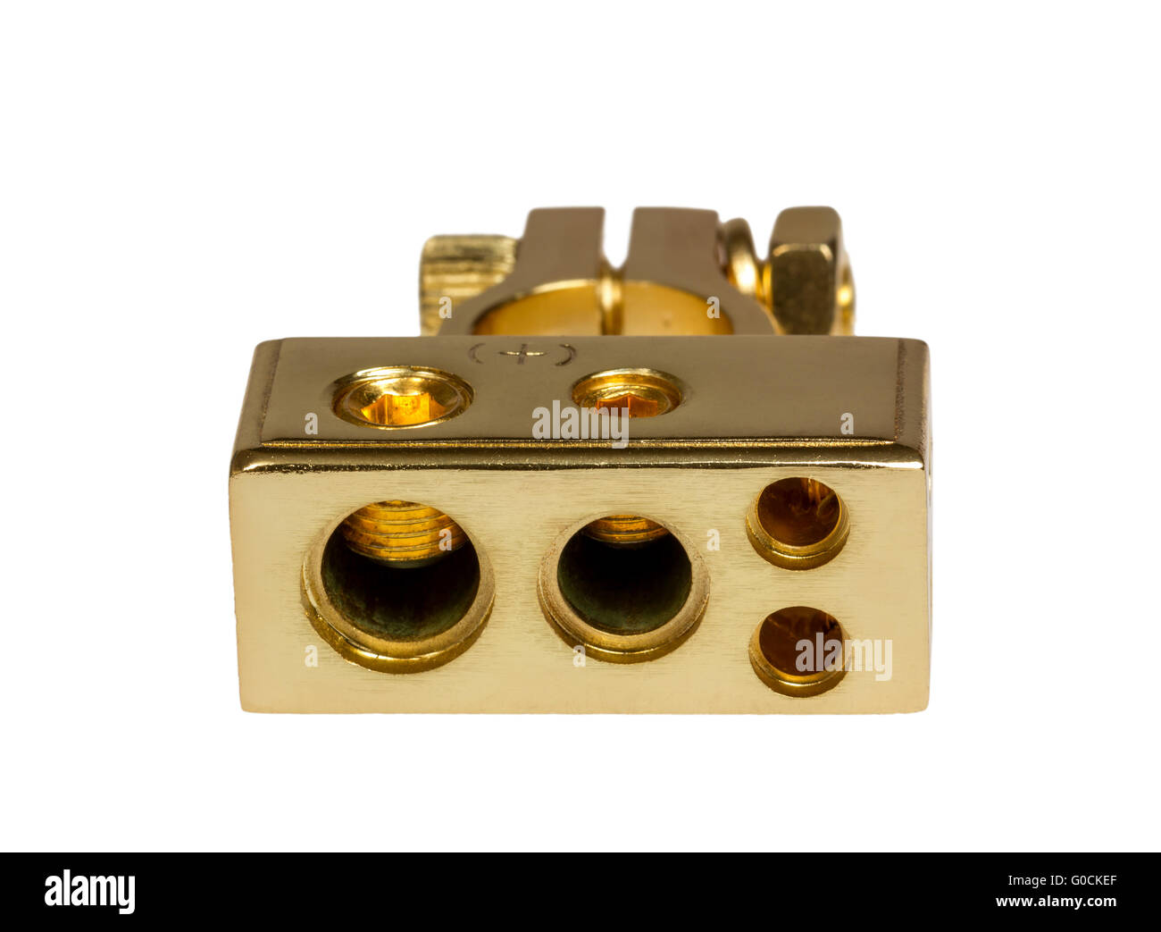 Positive contact terminal CAR battery isolated Stock Photo Alamy