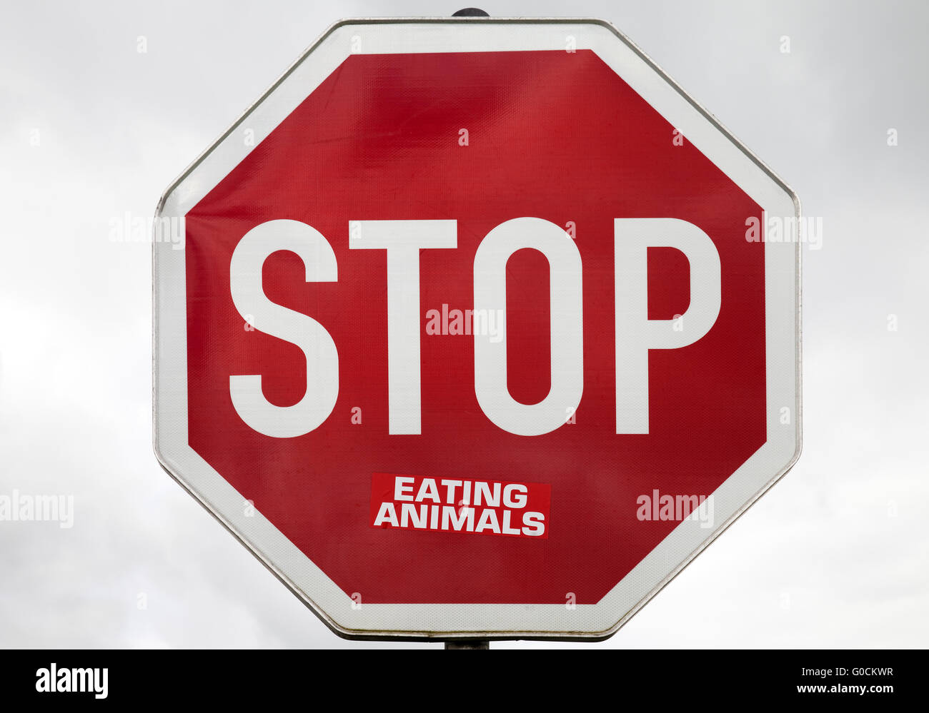 Traffic sign stop eating animals Stock Photo