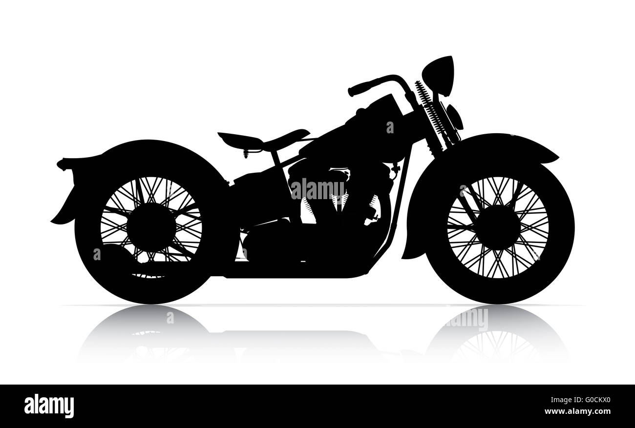 silhouette of classic motorcycle Stock Photo