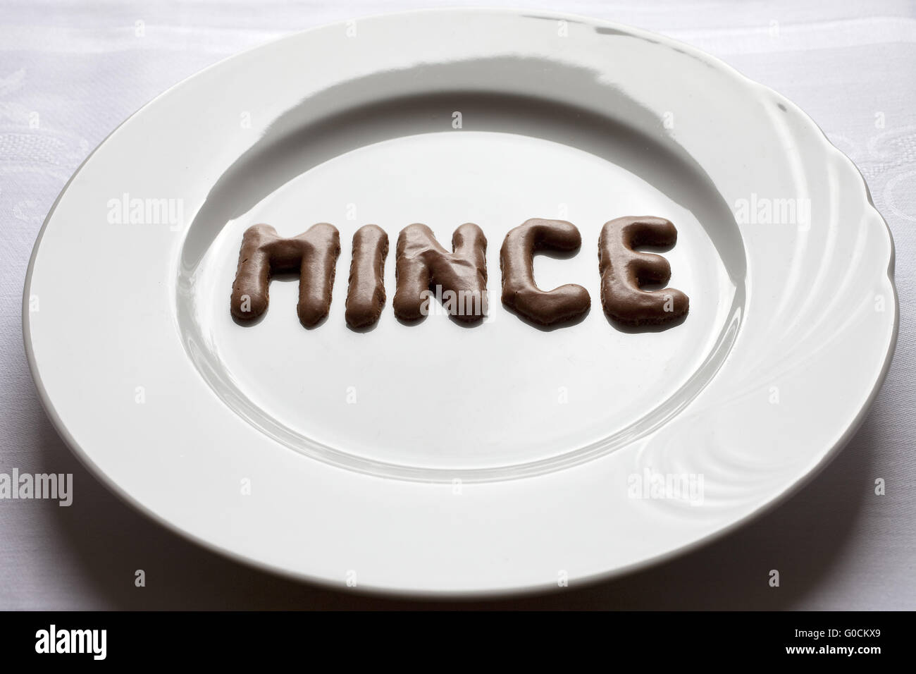 Letters forming the word mince on a plate Stock Photo Alamy