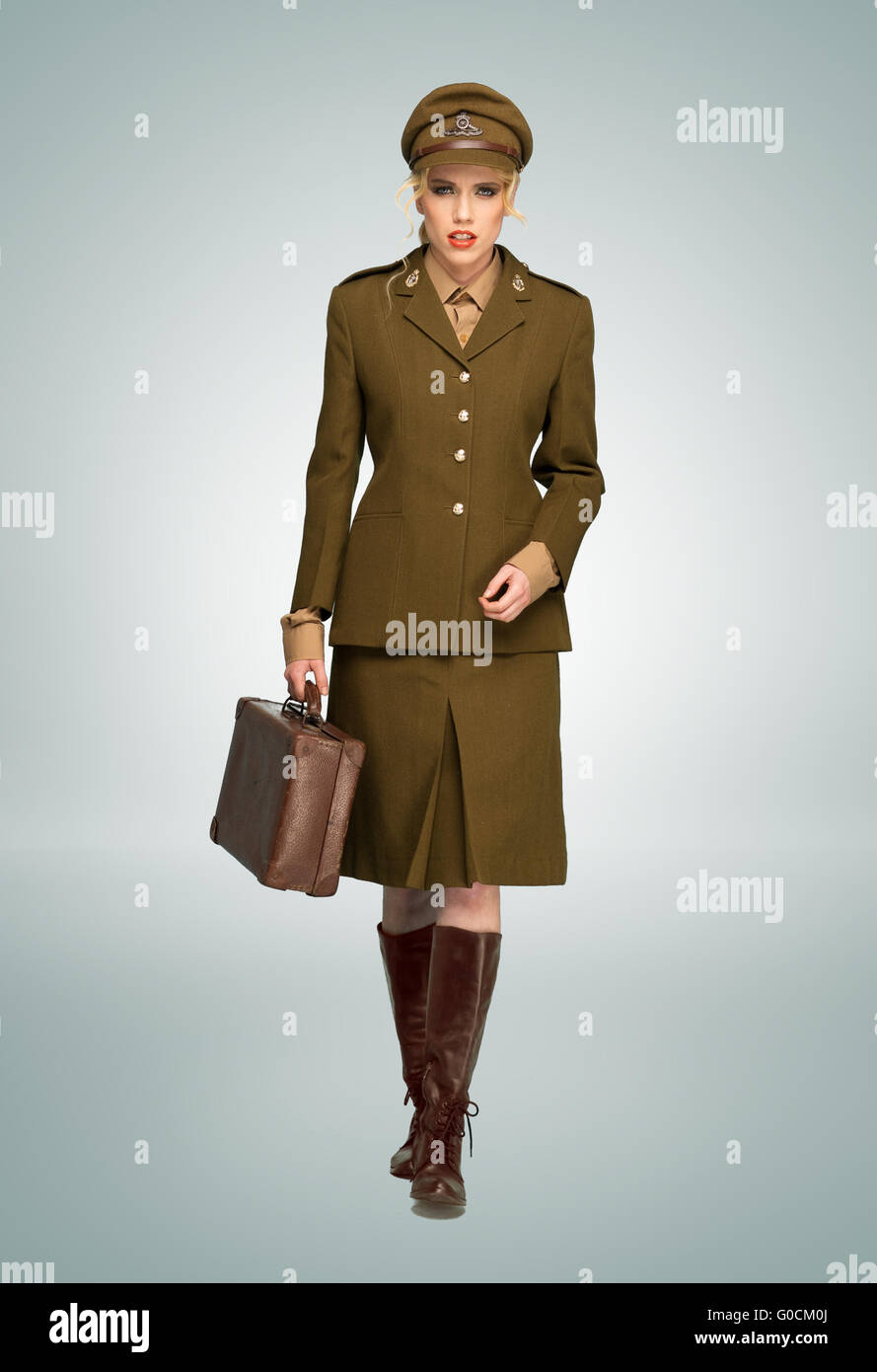 Glamorous woman in military uniform Stock Photo - Alamy
