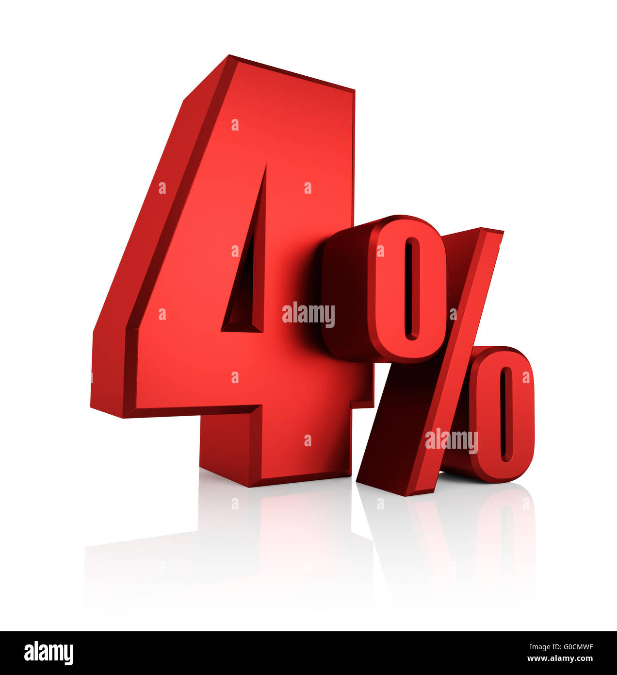 Red 4 Percent Stock Photo