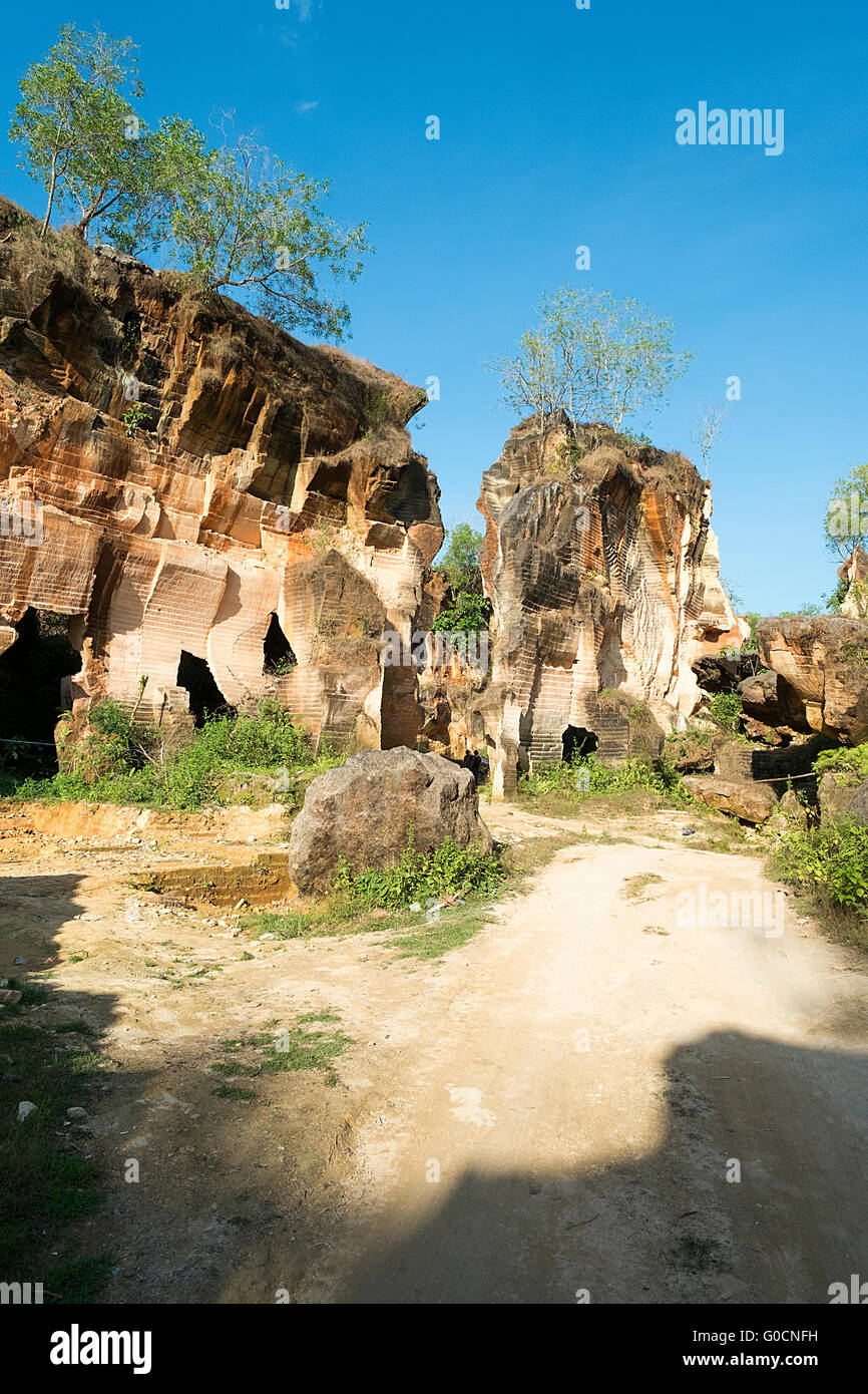 View of the hills in tradirional brick factory in Bangkalan, Madura Island, Indonesia. Stock Photo