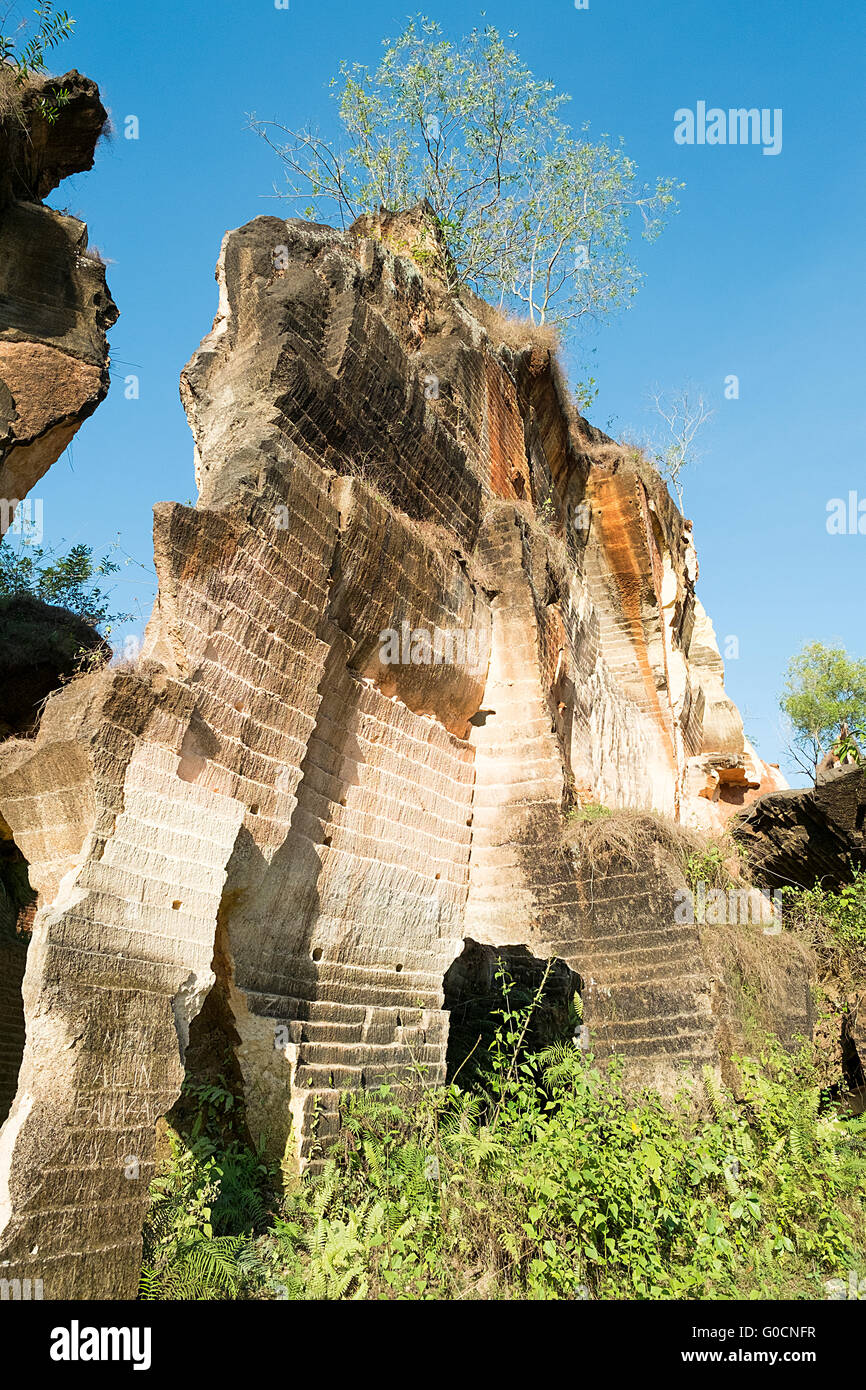 View of the hills in tradirional brick factory in Bangkalan, Madura Island, Indonesia. Stock Photo