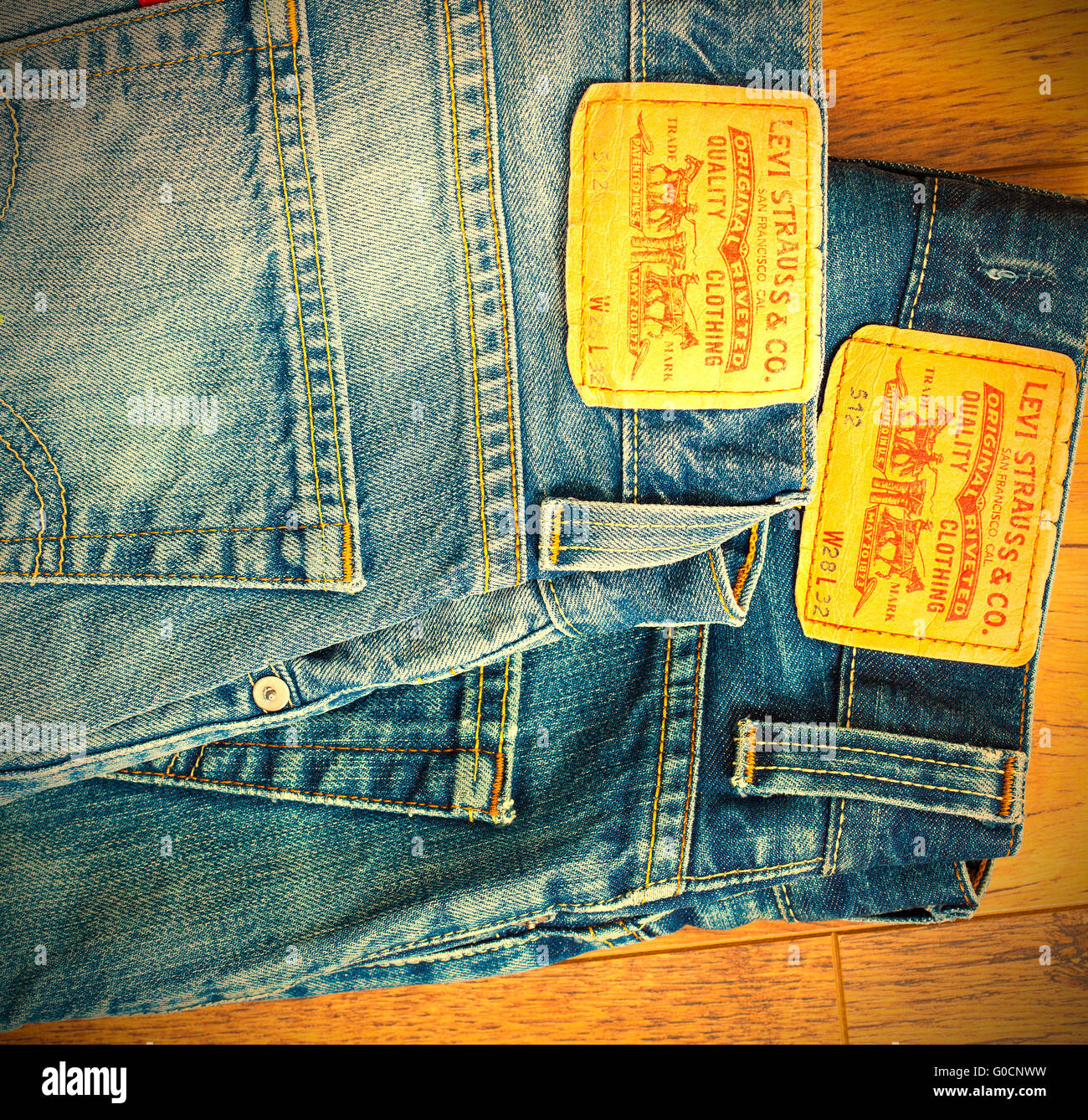 close up of the Levis yellow label on the back poc Stock Photo - Alamy