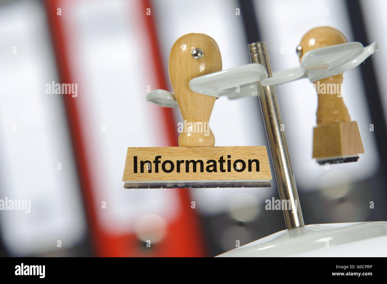 Information printed on rubber stamp Stock Photo