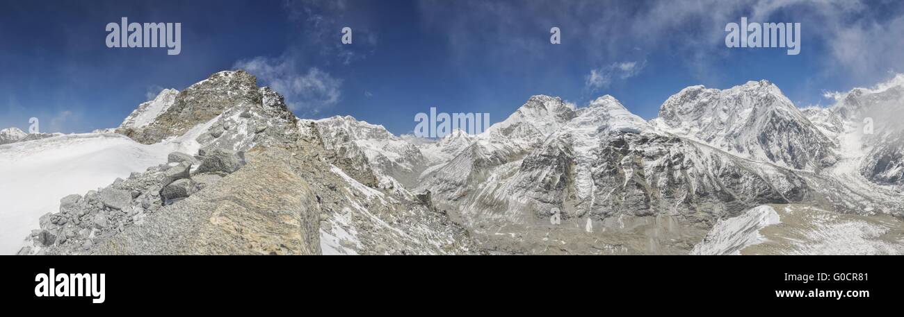 Scenic panorama of Himalayas near Kanchenjunga in Nepal Stock Photo - Alamy
