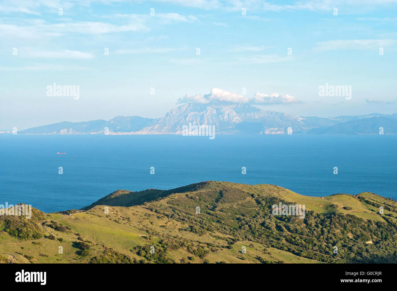 A view of Morocco across the Strait of Gibraltar Stock Photo