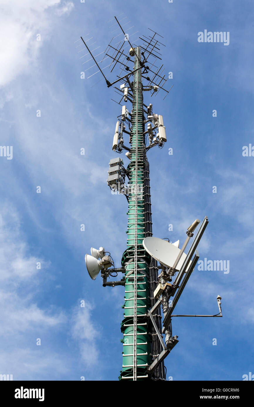 Radio mast with various antenna systems for mobile and other