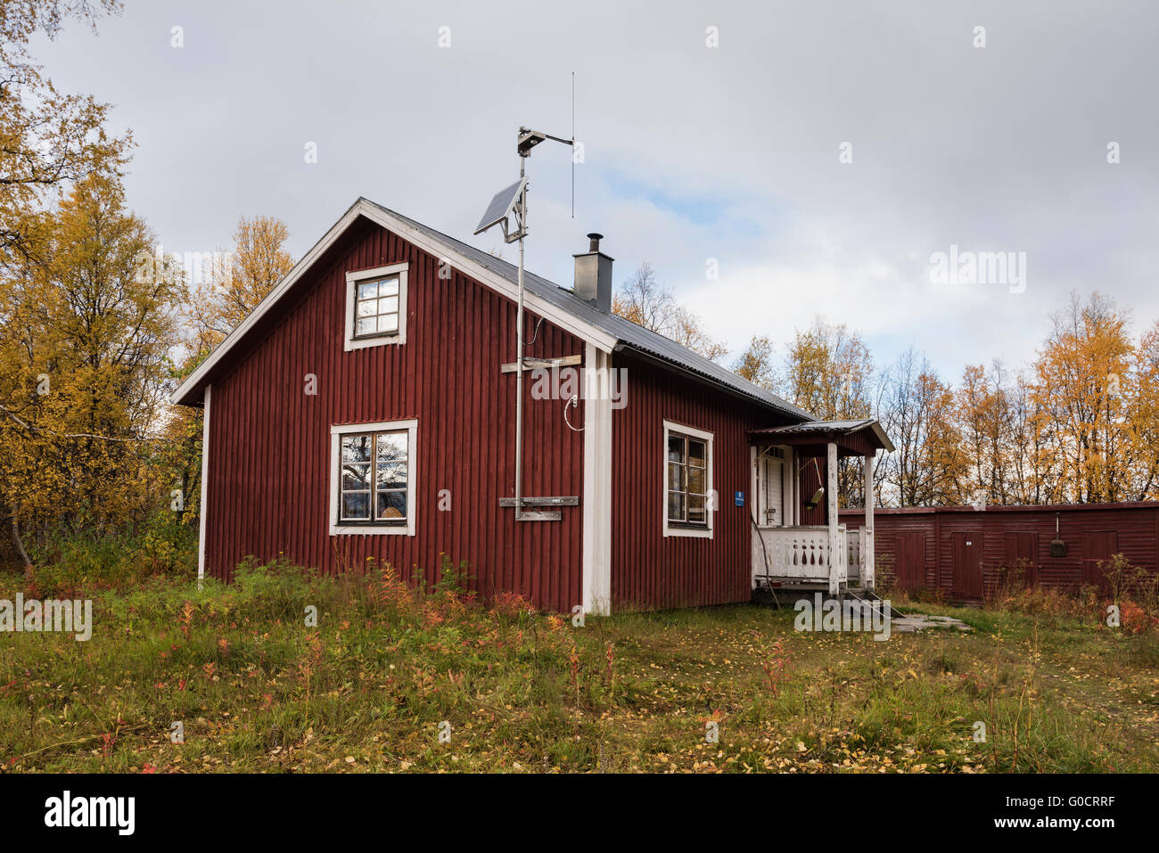 STF Tärnasjö hut, near lake Tärnasjön, Kungsleden trail, Lapland, Sweden Stock Photo