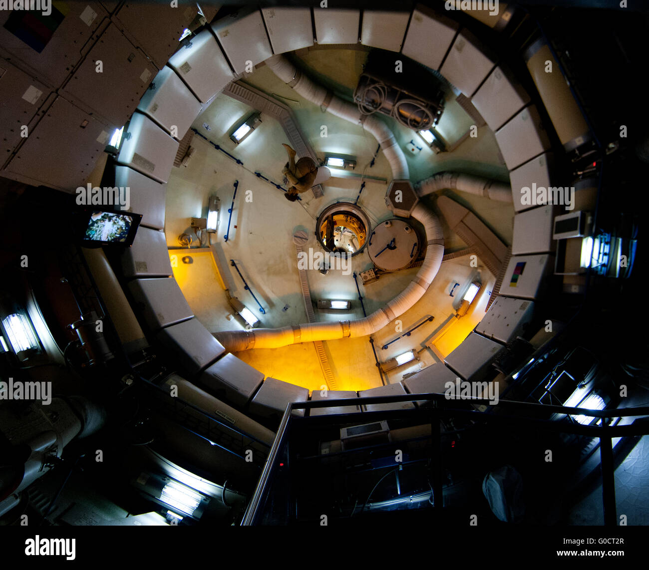 Zero gravity space station running exercise and st Stock Photo Alamy