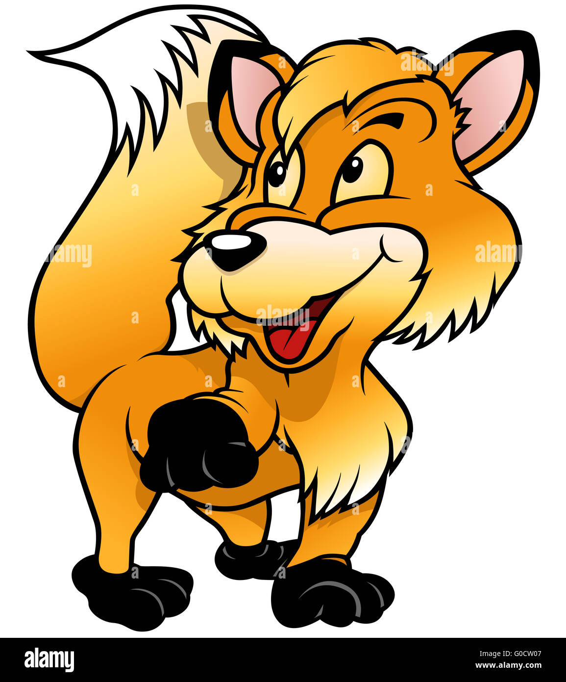 Cheerful Fox Raising Paw Stock Photo - Alamy