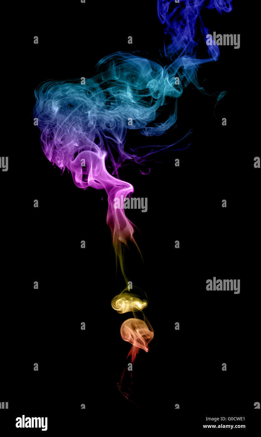 Abstract multicolored smoke on a dark background Stock Photo