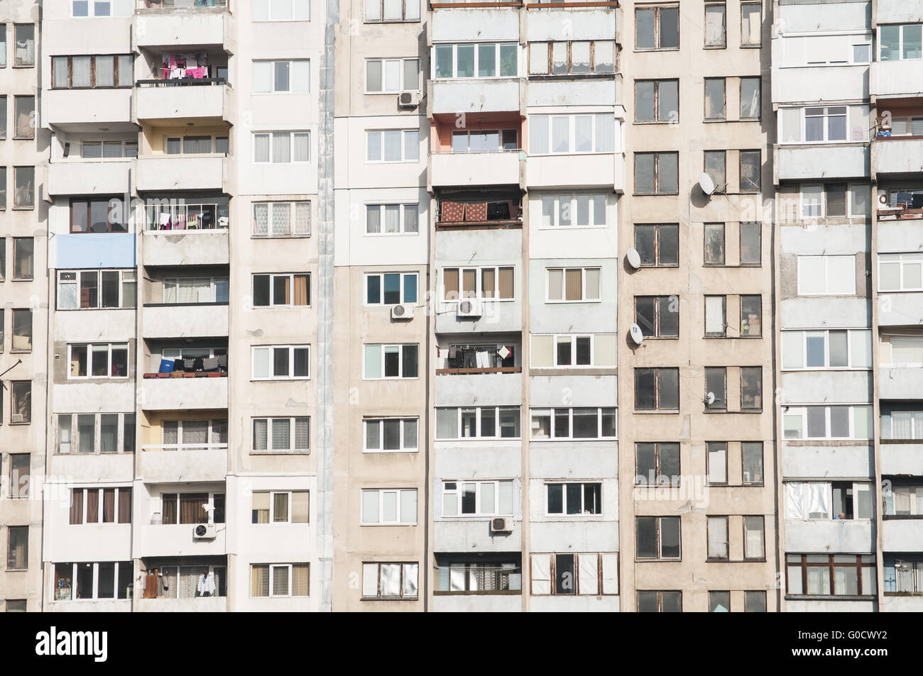 Large obsolete residential appartment block in a p Stock Photo