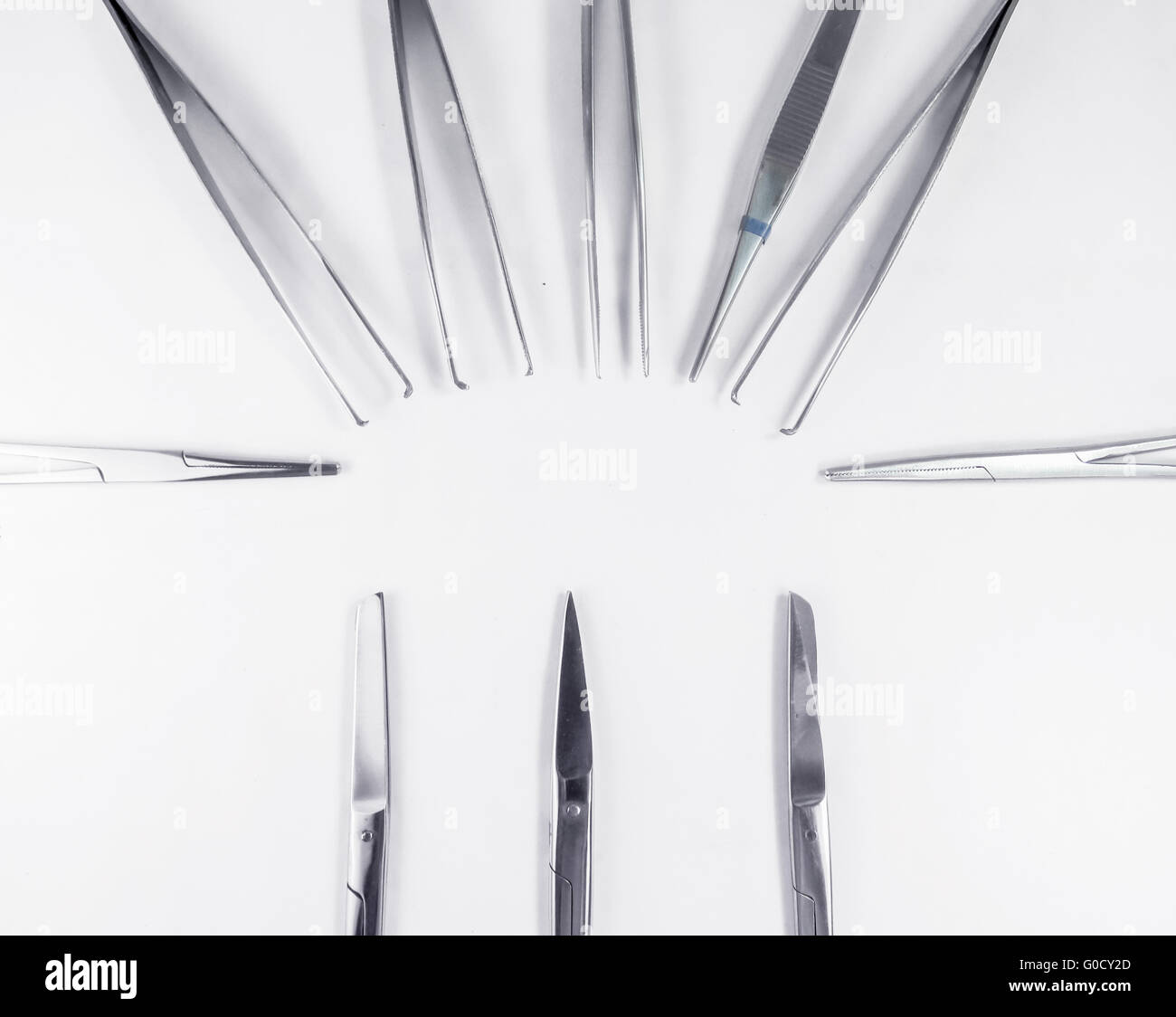 surgical instruments arranged in a pattern 2 Stock Photo