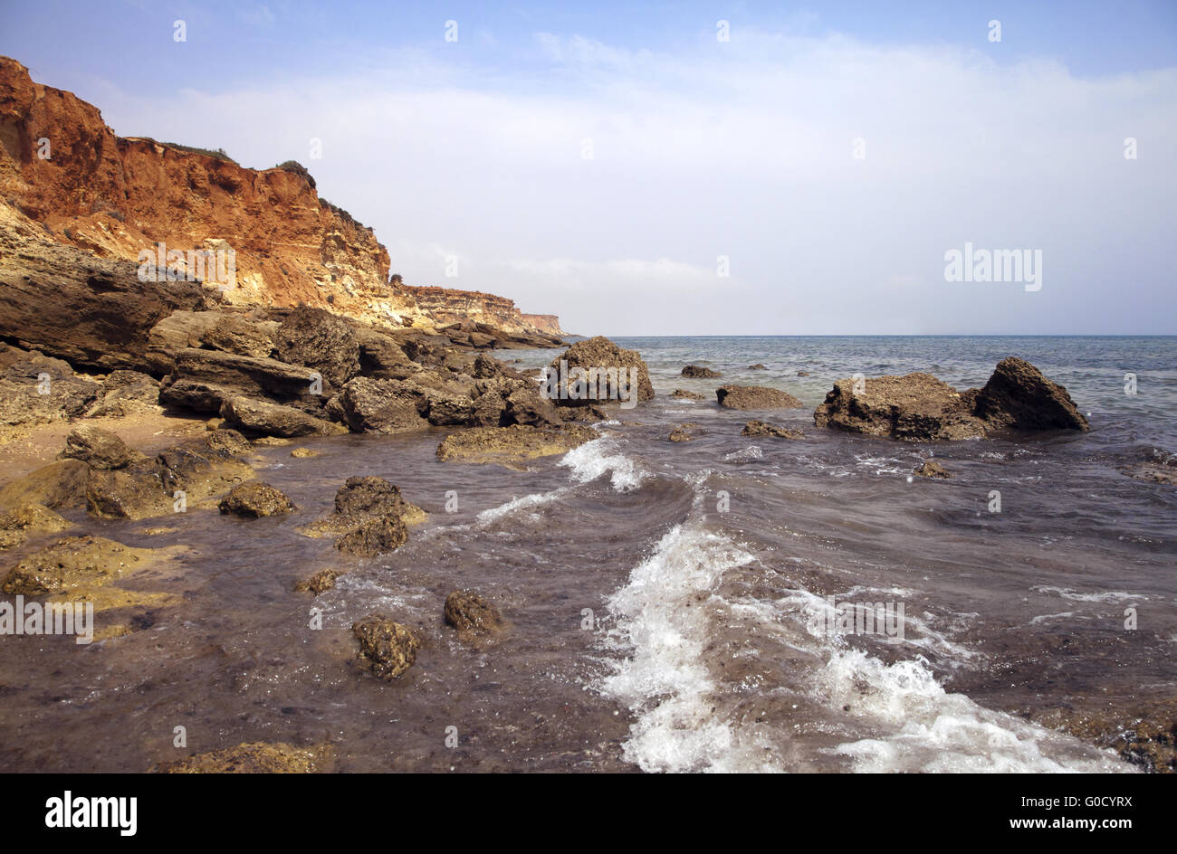 Sea coast and cliffs in Spain during the ebb Stock Photo - Alamy