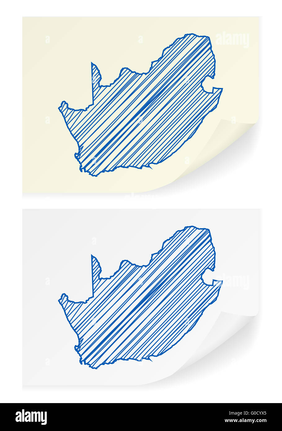 South Africa scribble map on a white background Stock Photo - Alamy