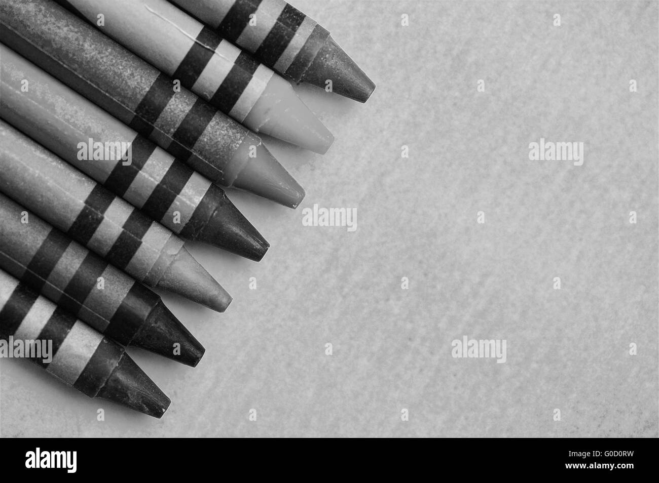 Wax crayons background black and white image Stock Photo