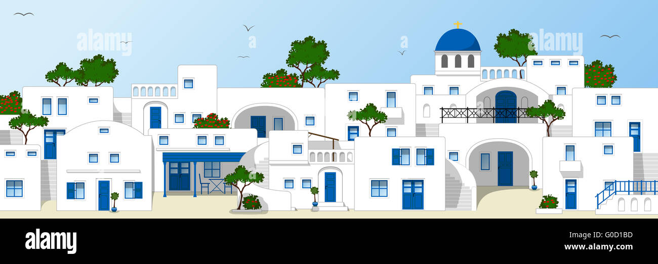 Traditional houses in Greece Stock Photo