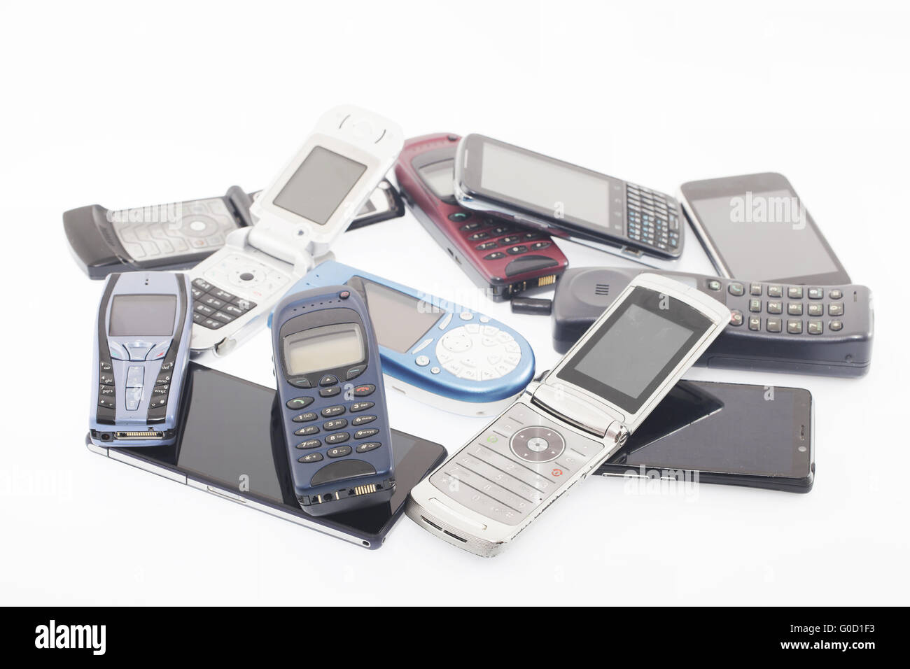 Old and new Mobile phones, smartphone Stock Photo