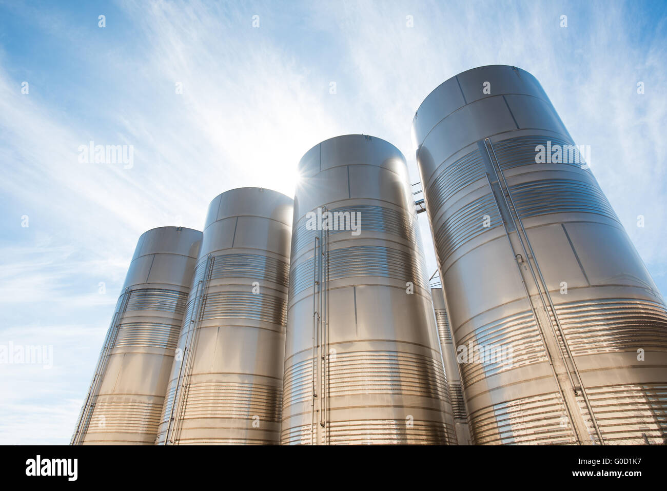 stainless steel silos Stock Photo
