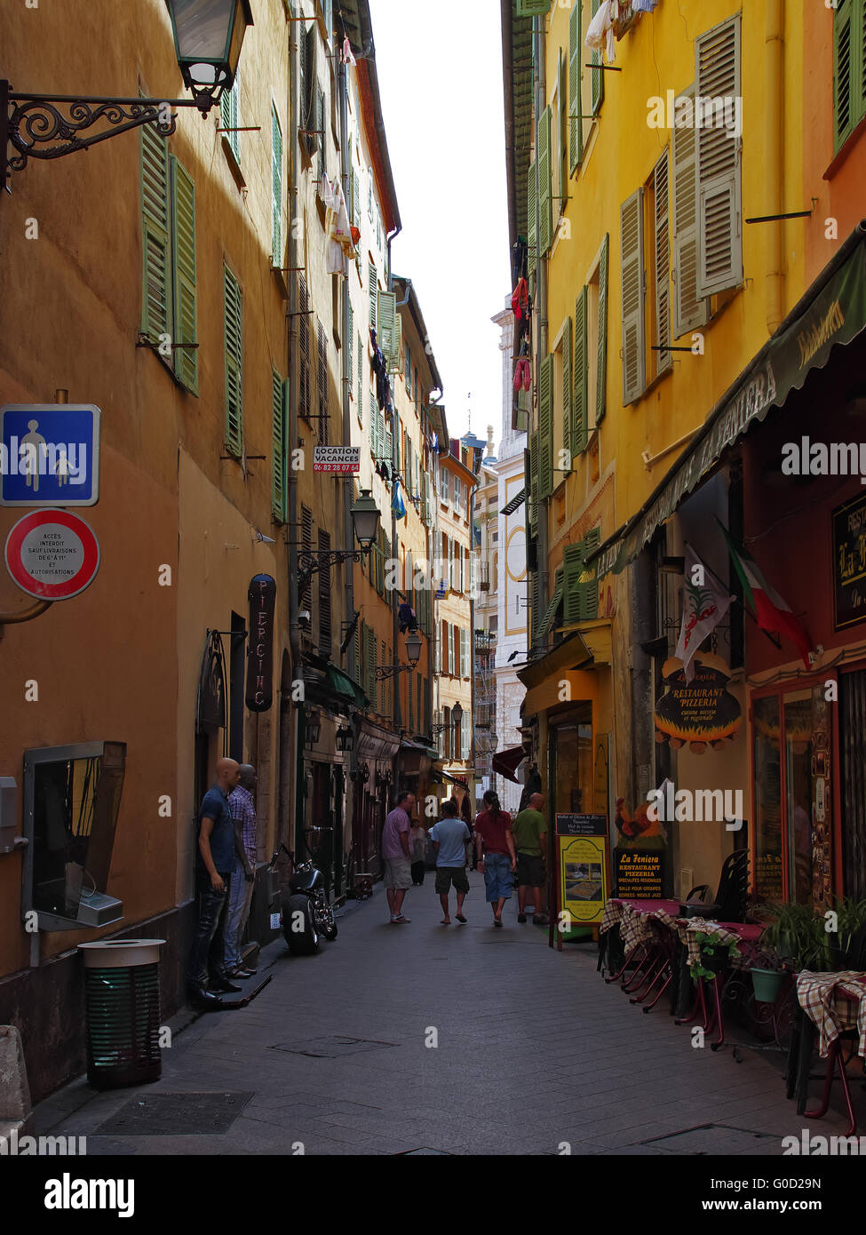 Picturesque narrow street in the old town of Nice Stock Photo