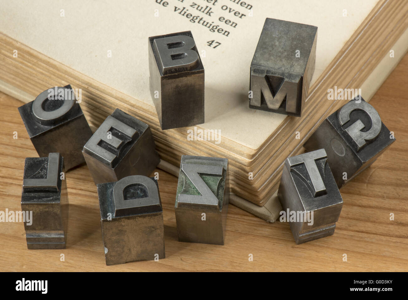 Old lead ink printing type Stock Photo