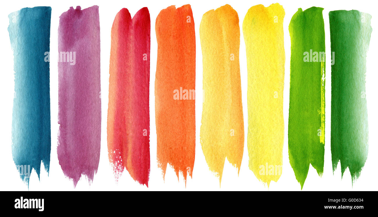 Set of colorful watercolor brush strokes Stock Photo - Alamy