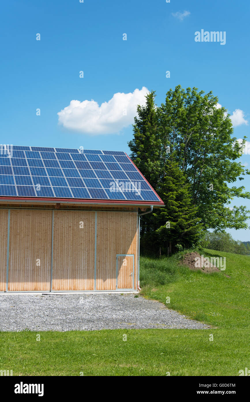Solar power panels on roof of barn Stock Photo Alamy