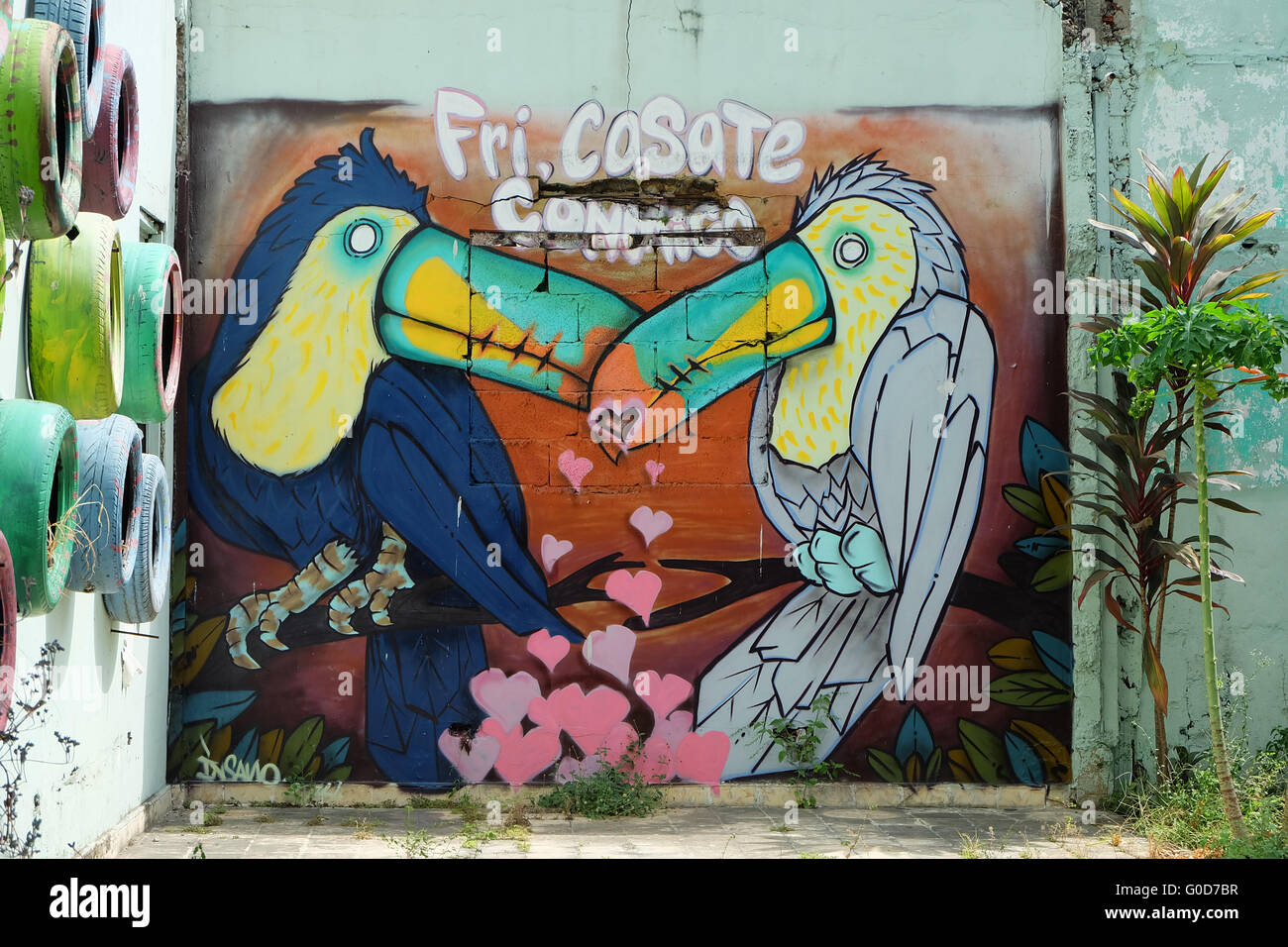 Street art seen at the Casco Antiguo of Panama City, Pamama. Stock Photo
