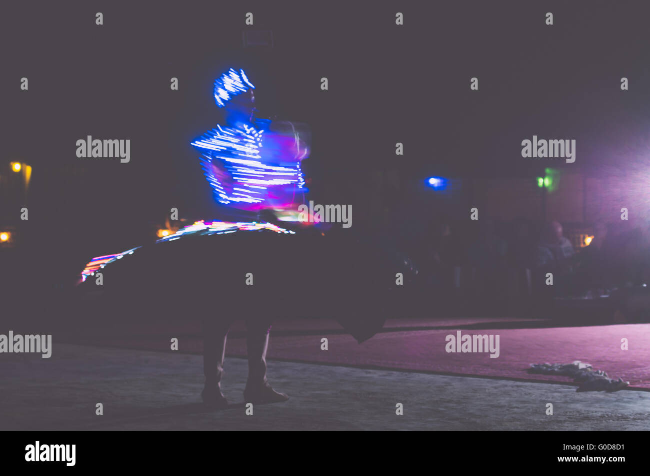 NOV 29 -DUBAI, UAE:  Arab dancer performing a 'turning dance' on the  29th of november 2013 in Dubai, UAE.Slow shutter speed use Stock Photo