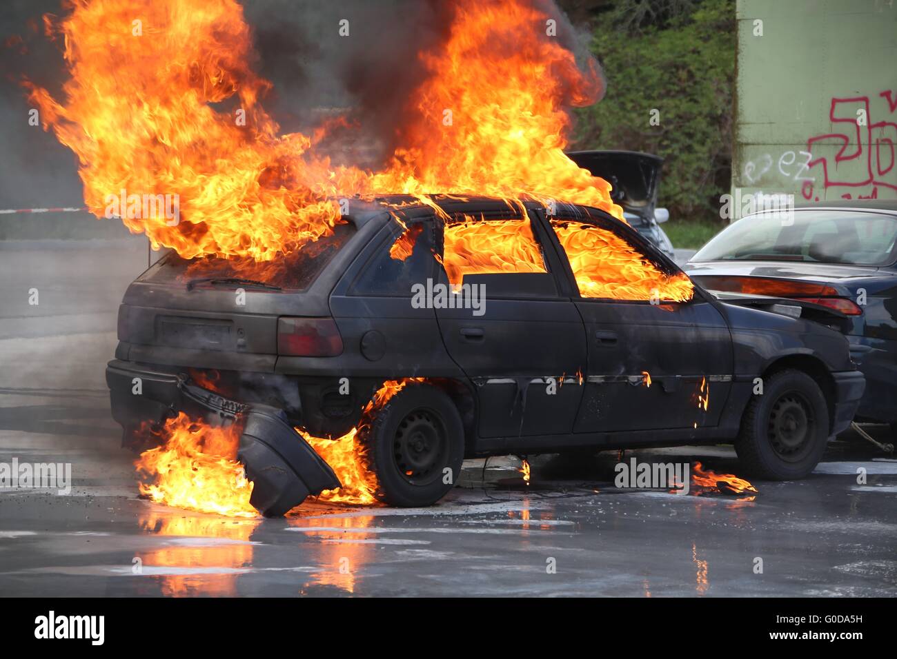 burning car Stock Photo
