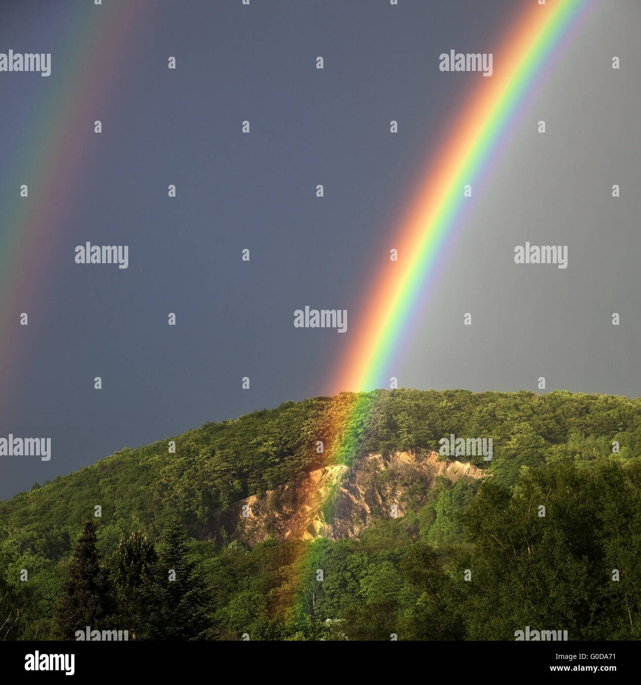 rainbows over Wartenberg, Witten Stock Photo