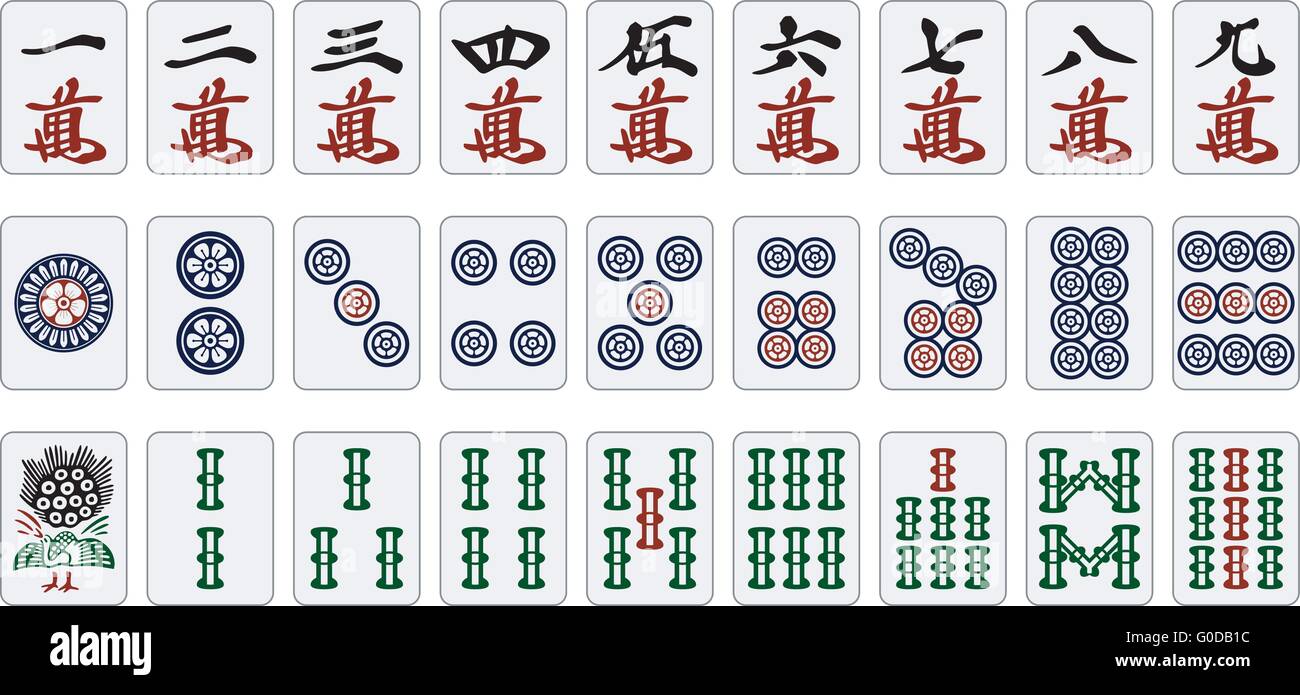 Vetores de Contorno Preenchido Mahjong Ícone De Peças Isoladas No