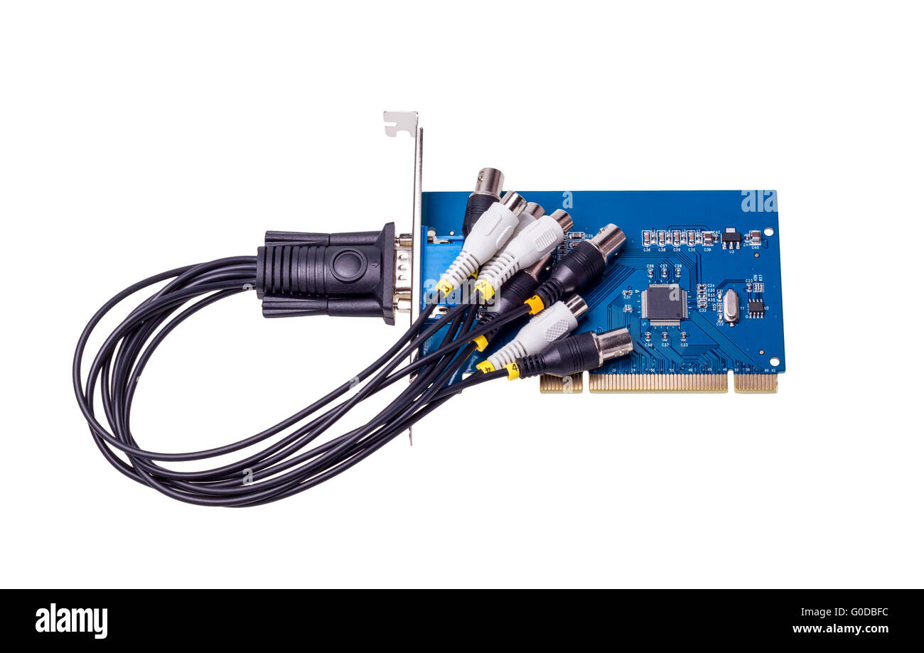 Computer video capture card isolated on white Stock Photo