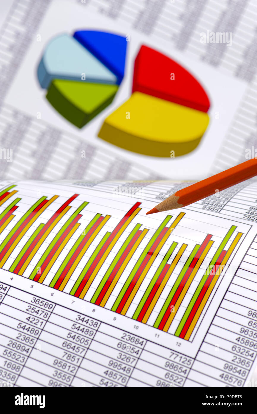 finance calculation with chart and pen Stock Photo Alamy