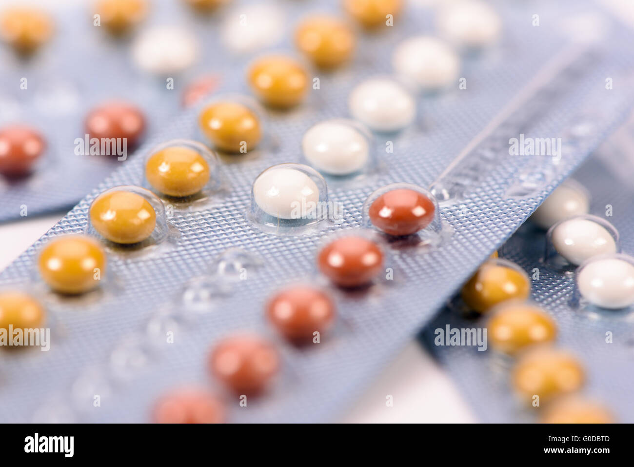 box with birth control pills Stock Photo