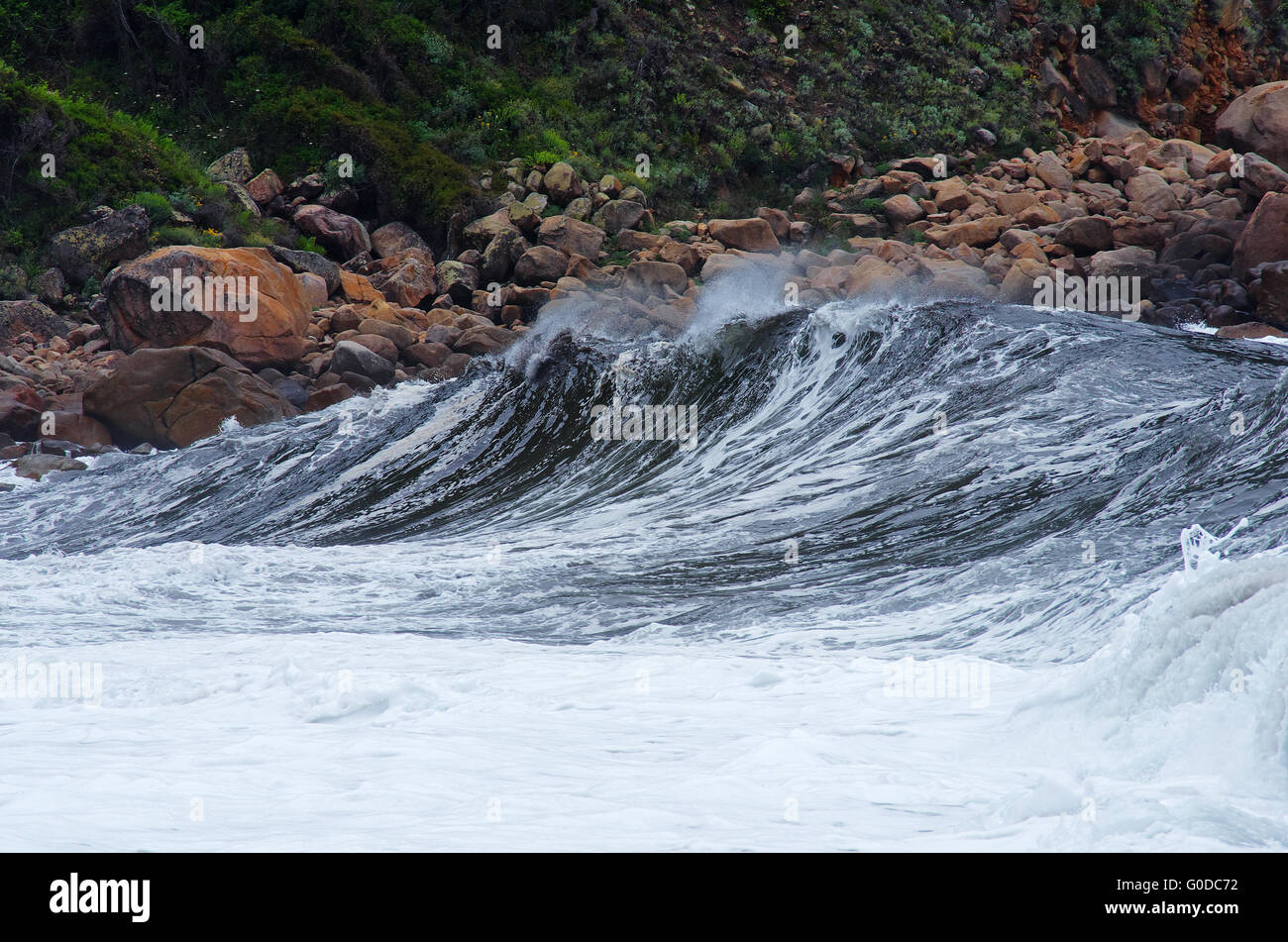 Surging billows at the beach of Porto - Corsica Stock Photo