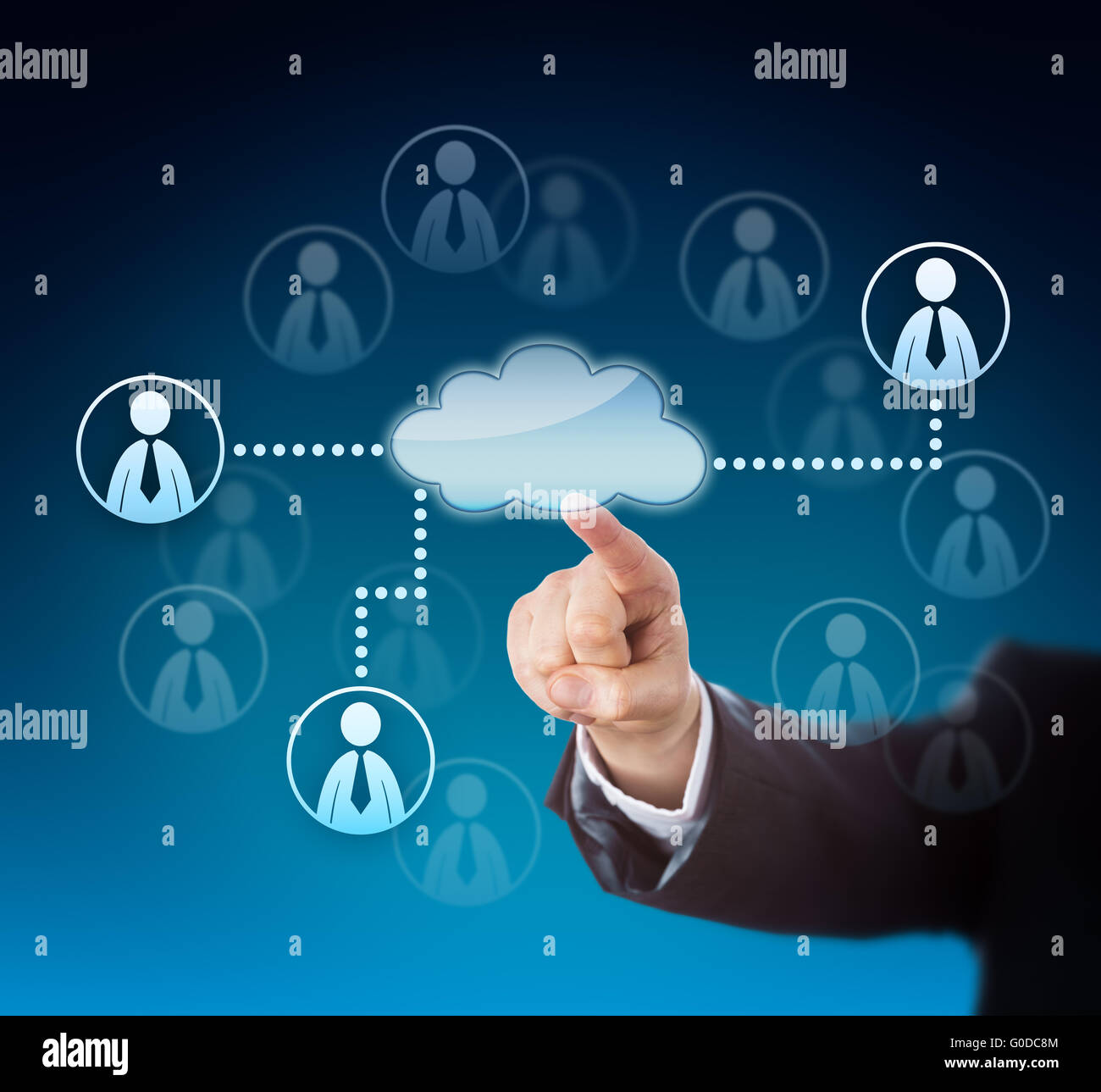 Corporate Arm Activating Human Resources Via Cloud Stock Photo Alamy