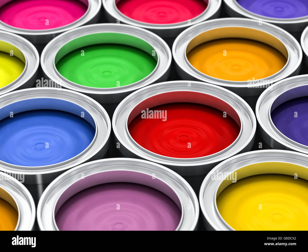 many color paint cans Stock Photo Alamy
