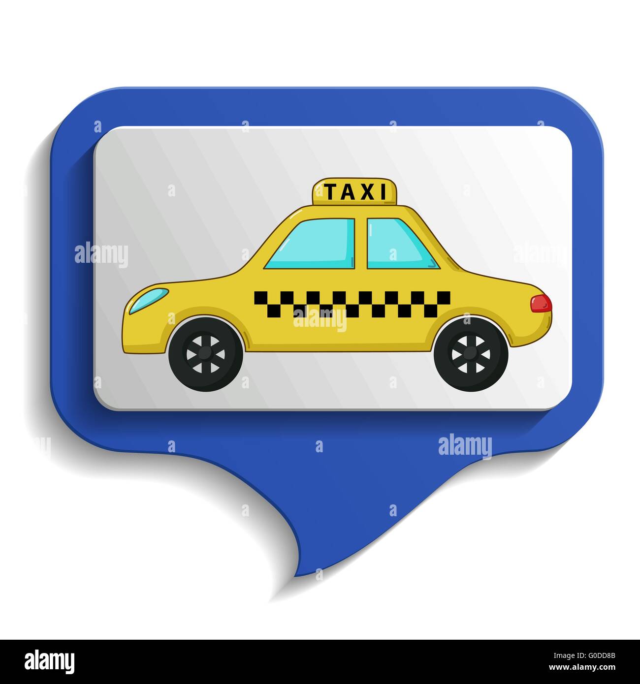Map sign of urban transport icon in cartoon style isolated on white background. Yellow taxi Stock Vector