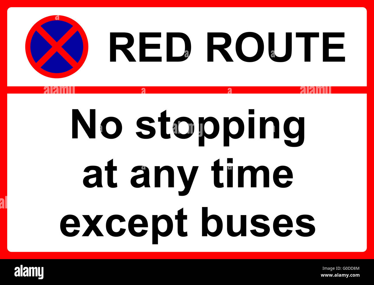 No stopping during period indicated except for buses sign Stock Photo