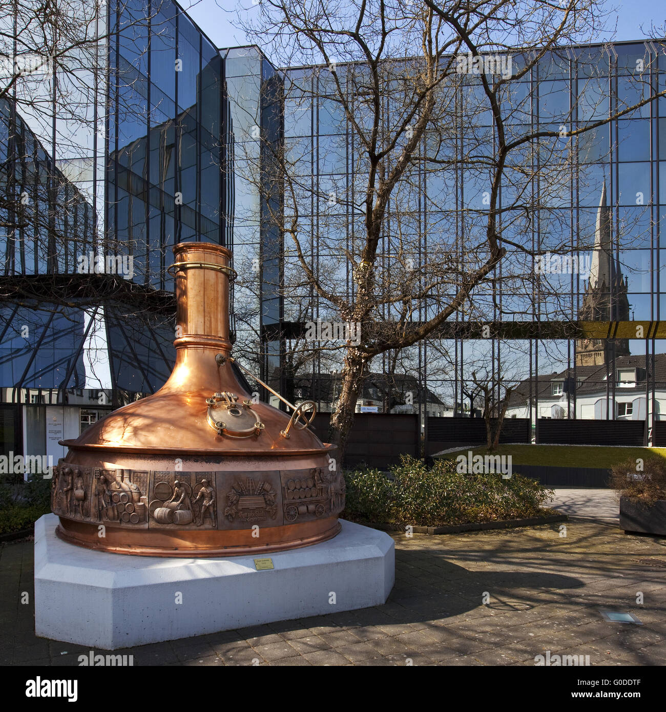brewing kettle in front of Warsteiner Brewery Stock Photo