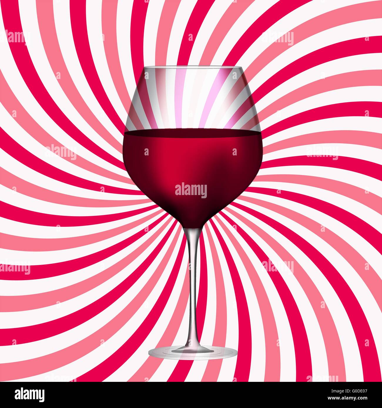 Full Glass of Red Wine on Swirl Background Vector Illustration Stock ...