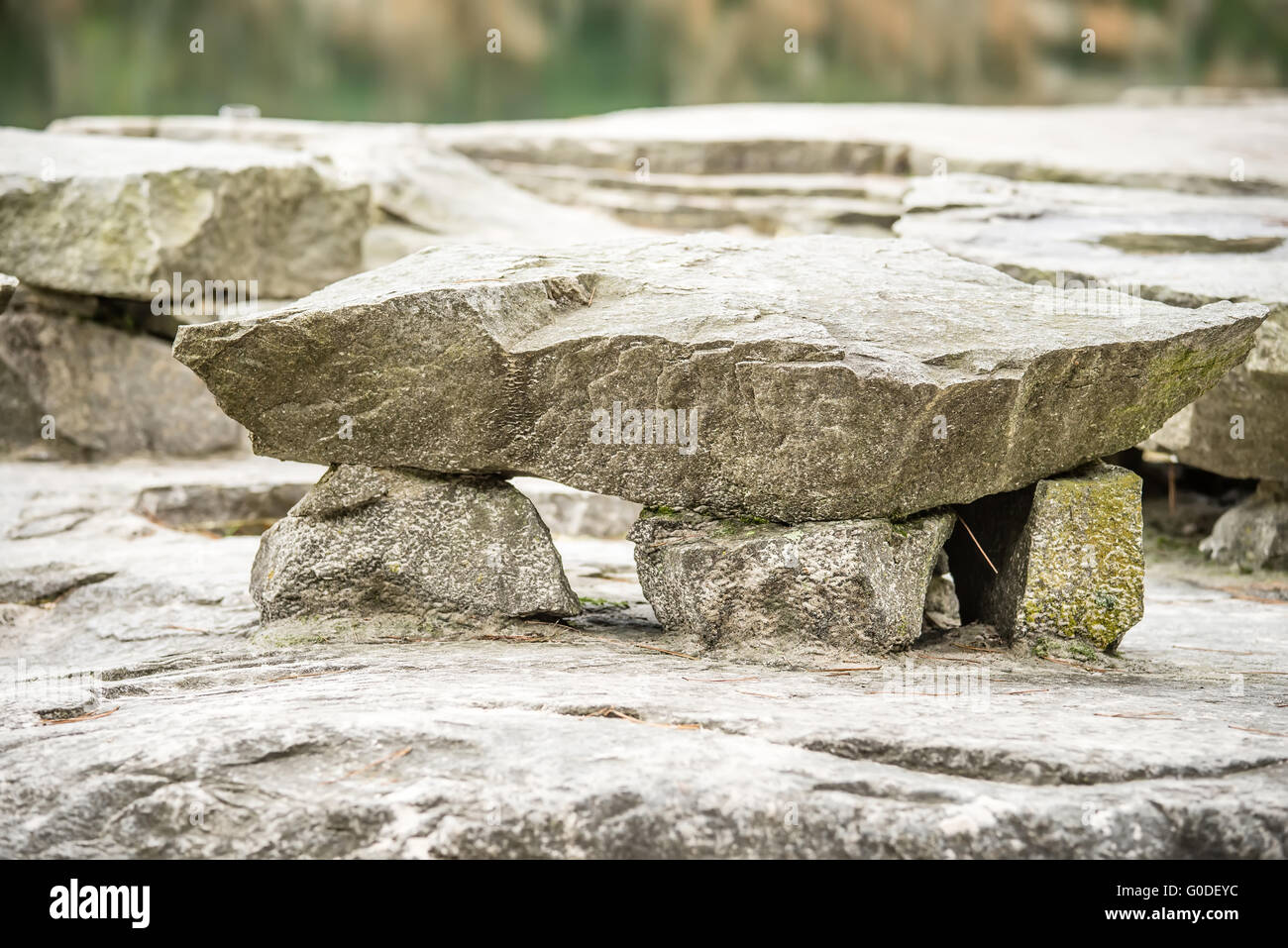 Natural Stone Bench In The Park Stock Photo 103559328 Alamy