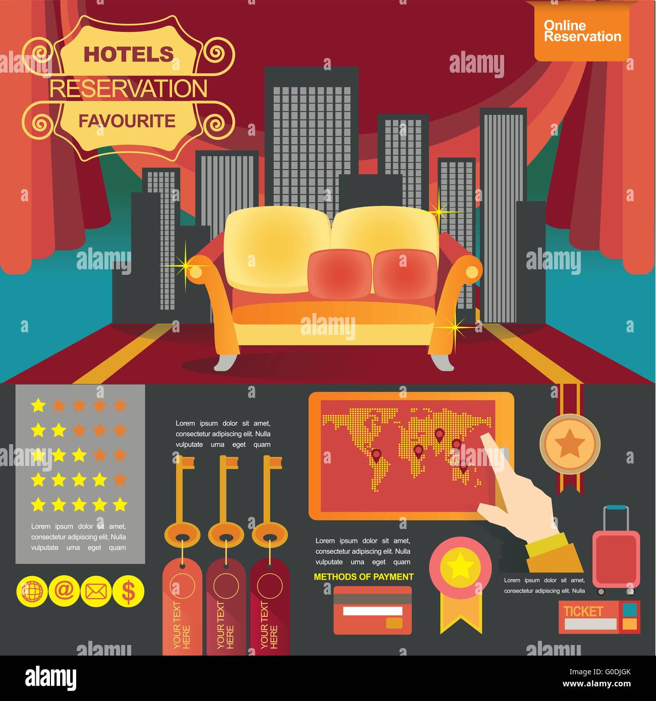 concept illustration banner template for hotels reservation and on line