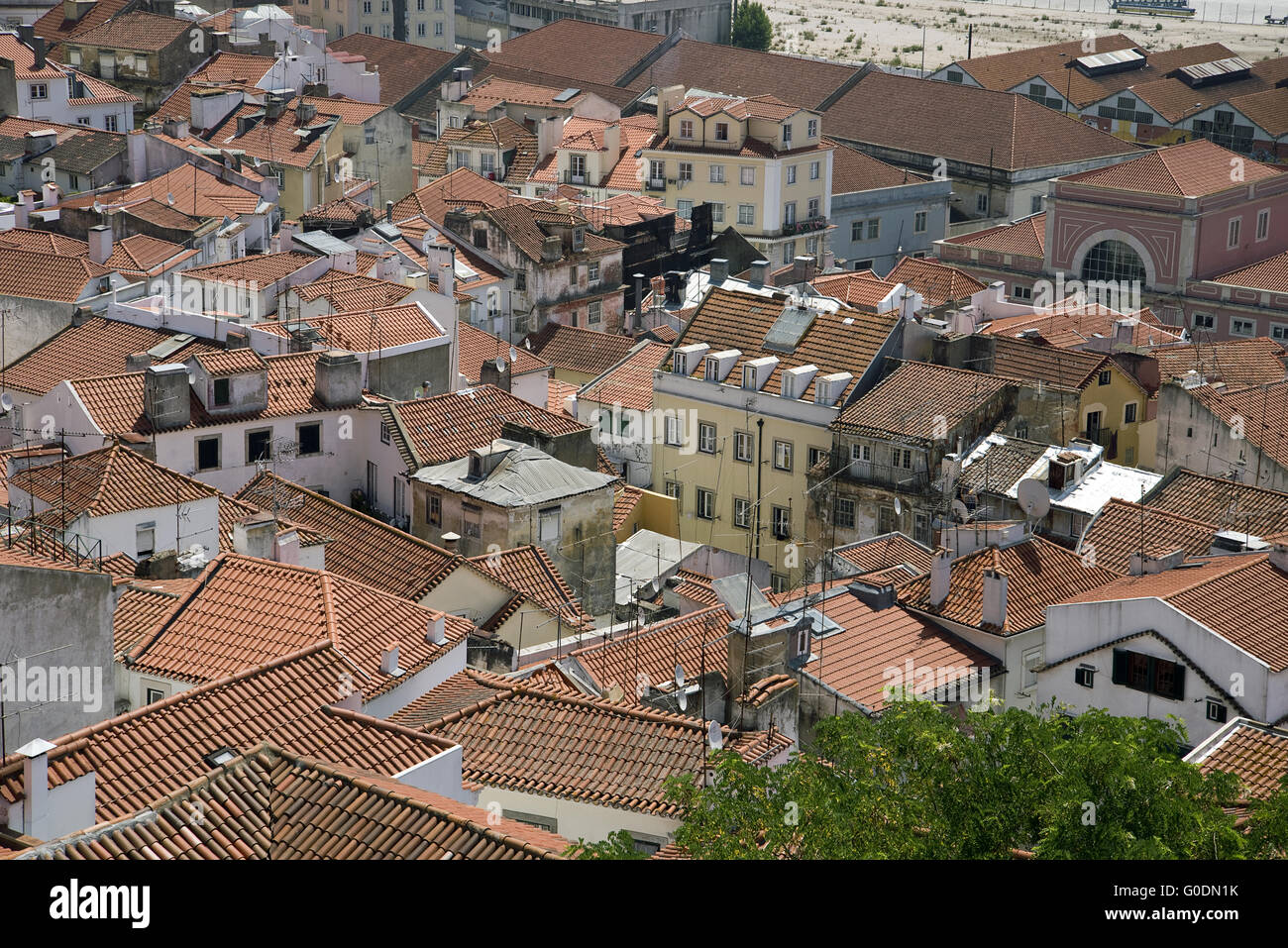 Lisbon in bird's eye view (Alfama quarter) Stock Photo